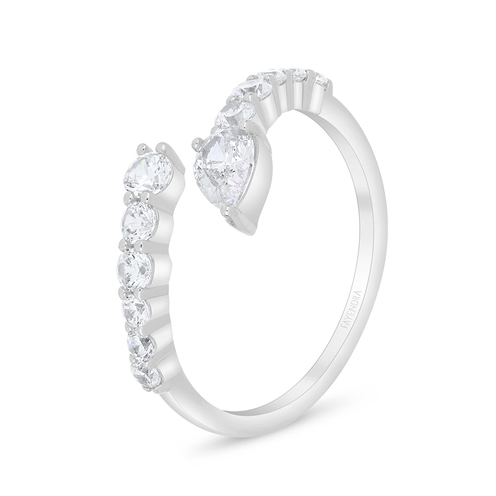 Sterling Silver 925 Ring Rhodium Plated Embedded With White Zircon
