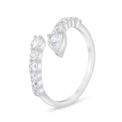 Sterling Silver 925 Ring Rhodium Plated Embedded With White Zircon