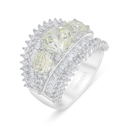 Sterling Silver 925 Ring Rhodium Plated Embedded With Diamond Zircon And White Zircon