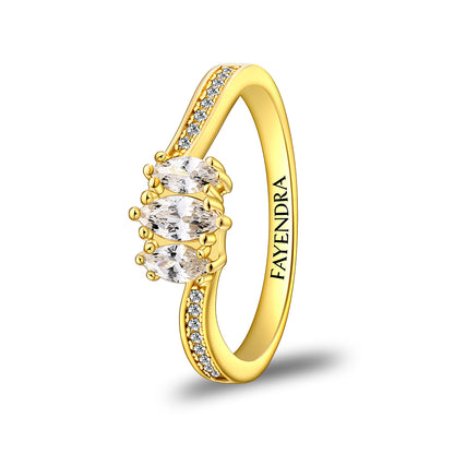 طقم من الفضة الخالصة عيار 925 مطلي ذهبي مرصع فص ابيض