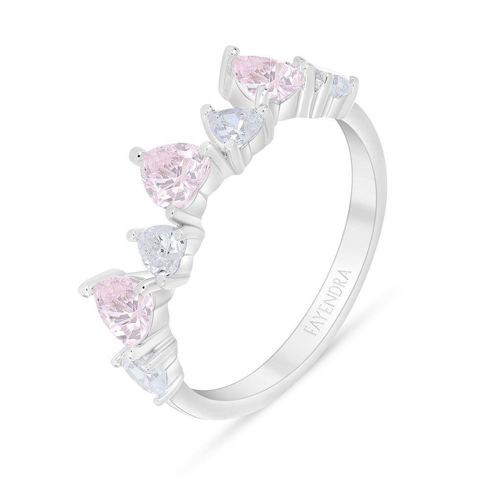 خاتم من الفضة الخالصة عيار 925 مطلي روديوم مرصع زركون بنك و فص ابيض