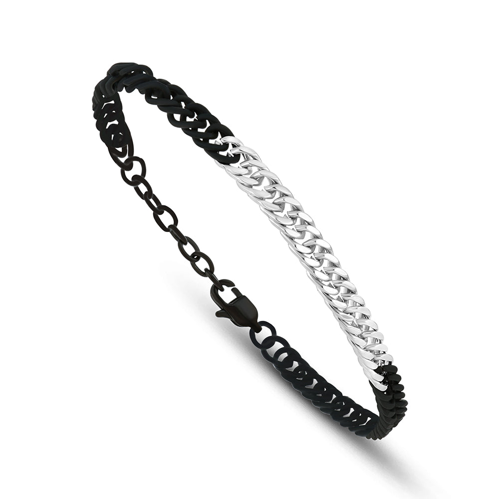 Stainless Steel 316L And 304 L Bracelet, Silver And Black Color For Men