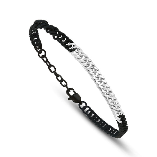 Stainless Steel 316L And 304 L Bracelet, Silver And Black Color For Men