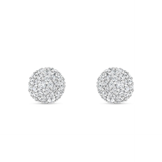 Sterling Silver 925 Earring Rhodium Plated Embedded With White Zircon