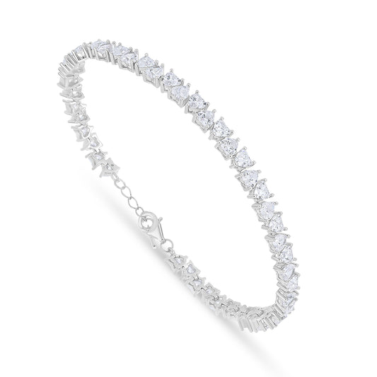 Sterling Silver 925 Bracelet Rhodium Plated Embedded With White Zircon