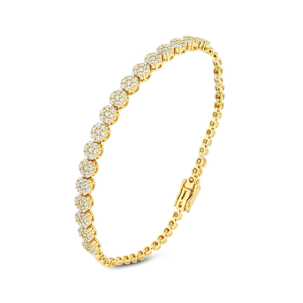 Sterling Silver 925 Bracelet Golden Plated Embedded With White Zircon