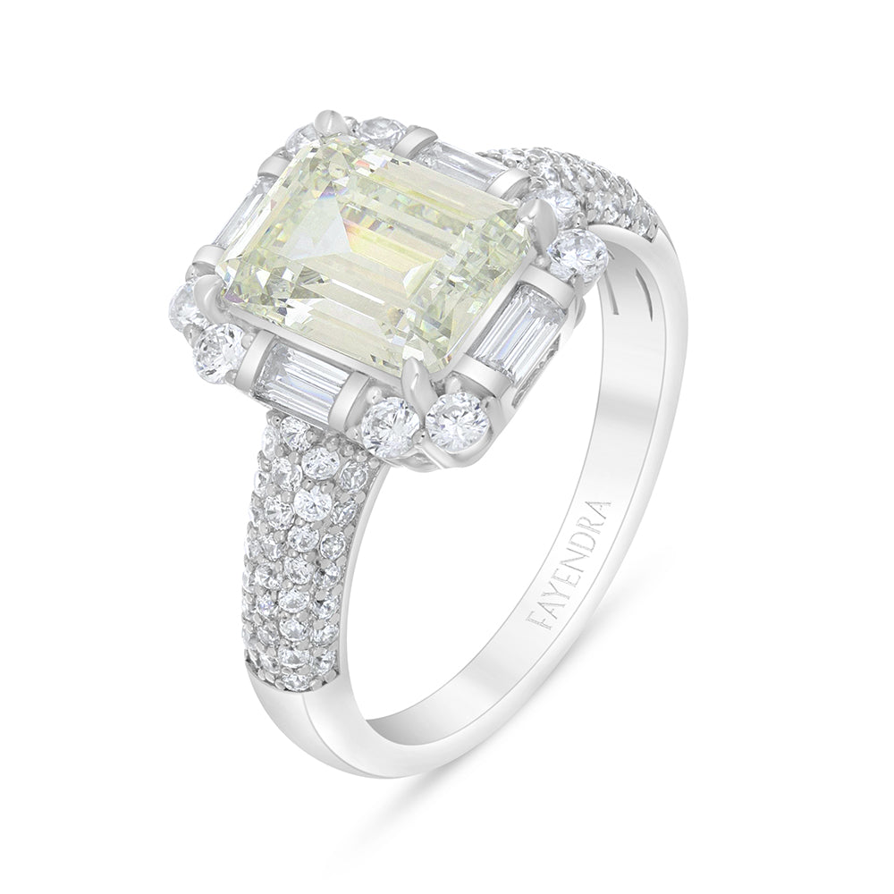 Sterling Silver 925 Ring Rhodium Plated Embedded With Diamond Zircon And White Zircon