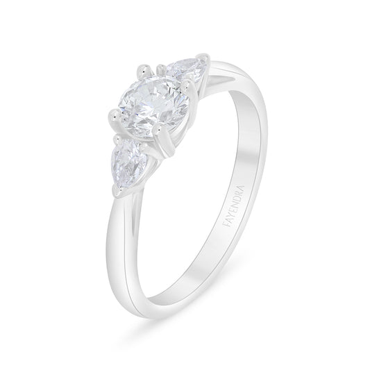 خاتم من الفضة الخالصة عيار 925 مطلي روديوم مرصع فص ابيض