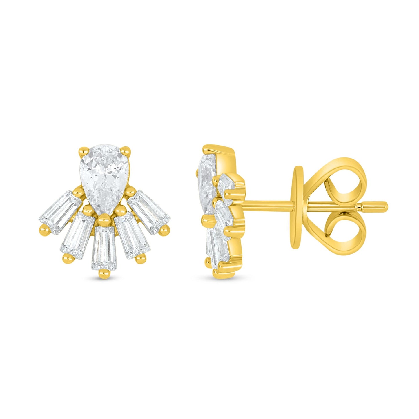 Sterling Silver 925 Earring Golden Plated Embedded With White Zircon