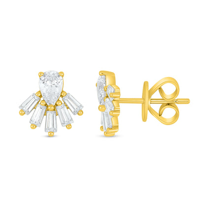 Sterling Silver 925 Earring Golden Plated Embedded With White Zircon