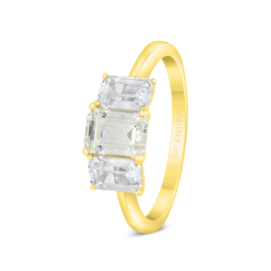 Sterling Silver 925 Ring Gold Plated Embedded With Yellow Zircon