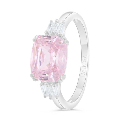 Sterling Silver 925 SET Rhodium Plated Embedded With pink  Zircon And White Zircon