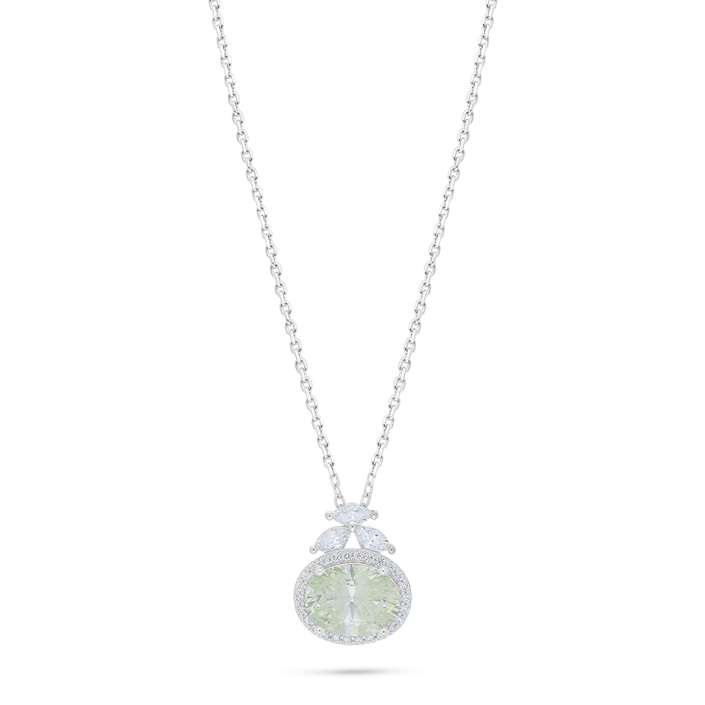 Sterling Silver 925 Necklace Rhodium Plated Embedded With Diamond Zircon And White Zircon