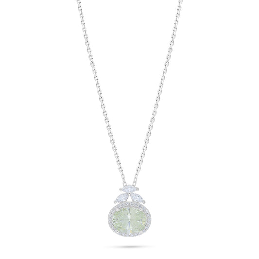 Sterling Silver 925 Necklace Rhodium Plated Embedded With Diamond Zircon And White Zircon