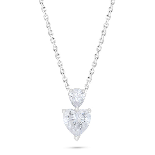 Sterling Silver 925 Necklace Rhodium Plated Embedded With White Zircon