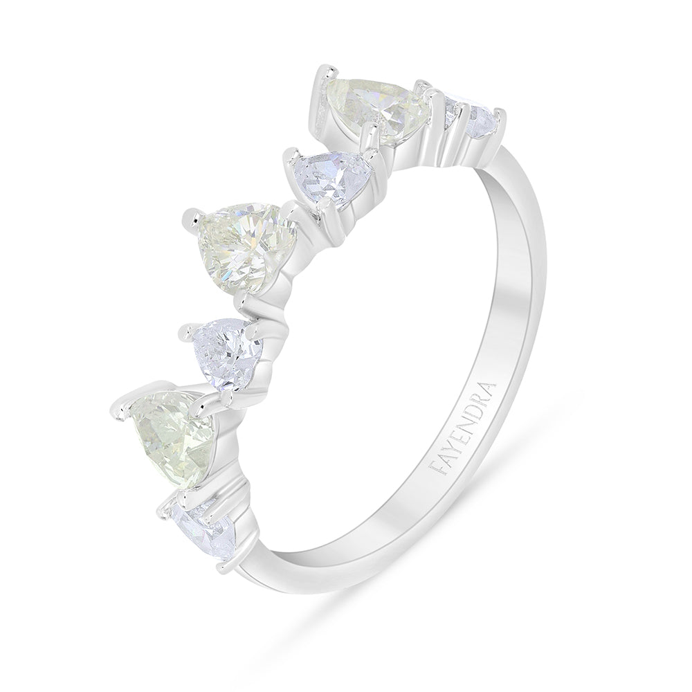 Sterling Silver 925 Ring Rhodium Plated Embedded With Diamond Zircon And White Zircon