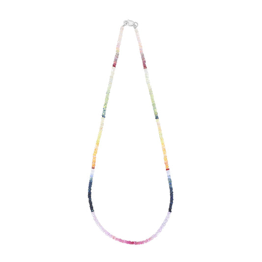 عقد احجار طبيعية خليط من الزفير الطبيعى و الزمرد الطبيعى و الياقوت الطبيعى قفل فضة عيار 925