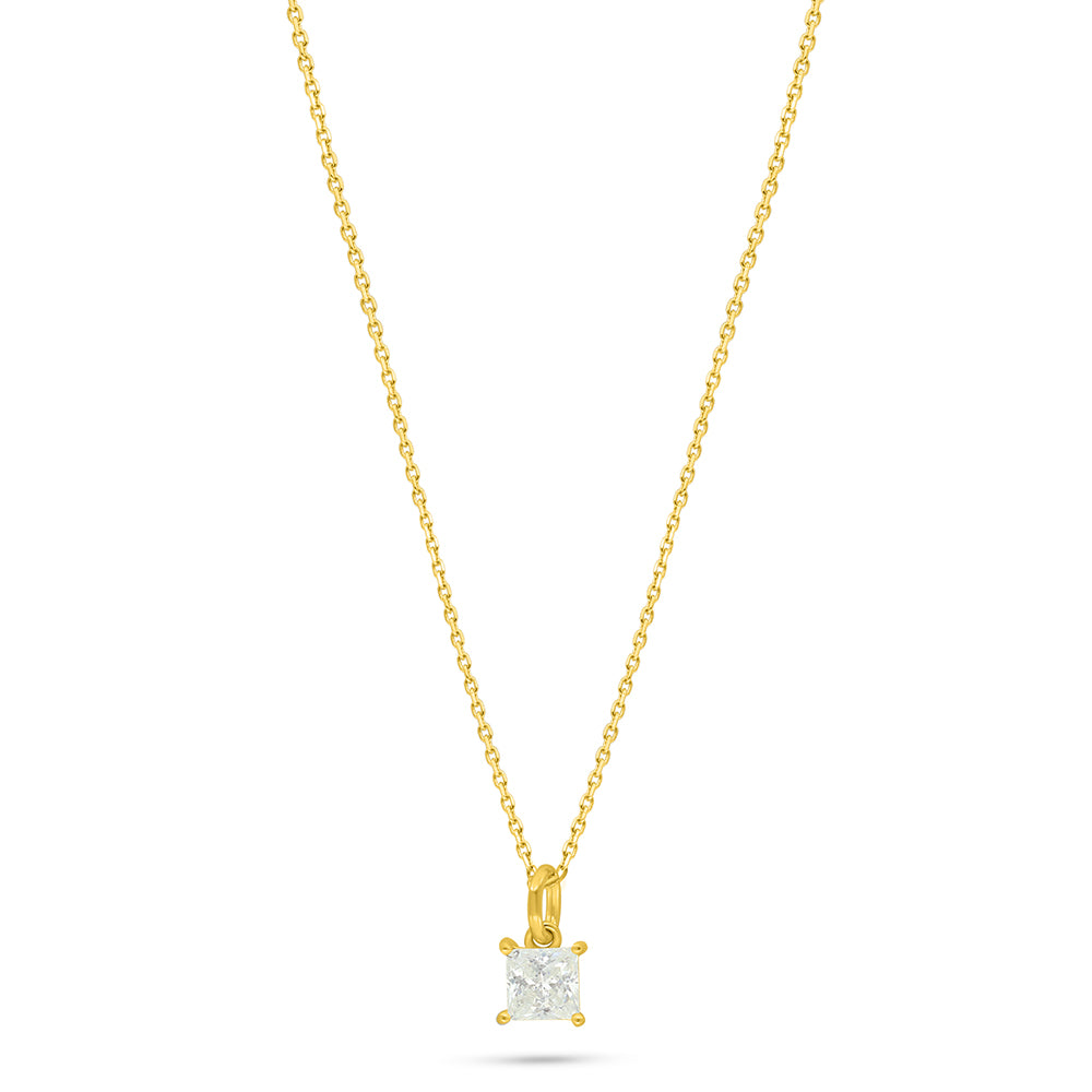 Sterling Silver 925 Necklace Golden Plated Embedded With White Zircon