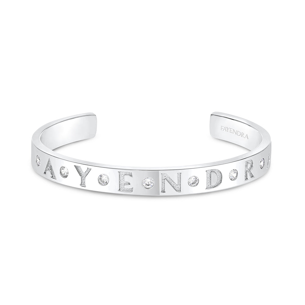 Sterling Silver 925 Bracelet Rhodium Plated Embedded With White CZ