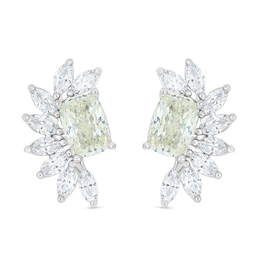 Sterling Silver 925 Earring Rhodium Plated Embedded With Diamond Zircon And White Zircon