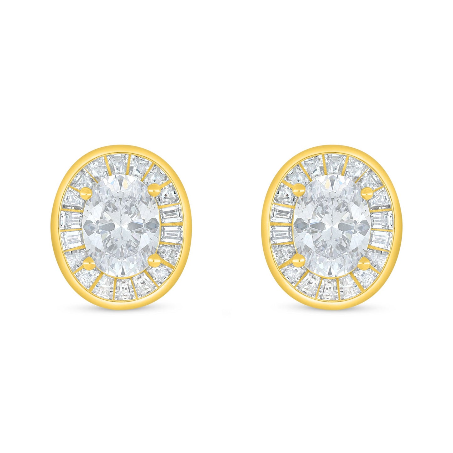 Sterling Silver 925 Earring Golden Plated Embedded With White Zircon