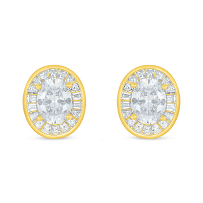 Sterling Silver 925 Earring Golden Plated Embedded With White Zircon