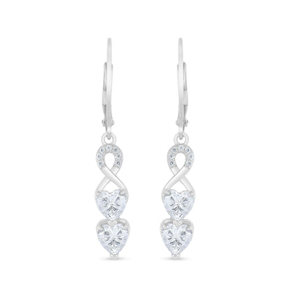 Sterling Silver 925 Earring Rhodium Plated Embedded With White Zircon