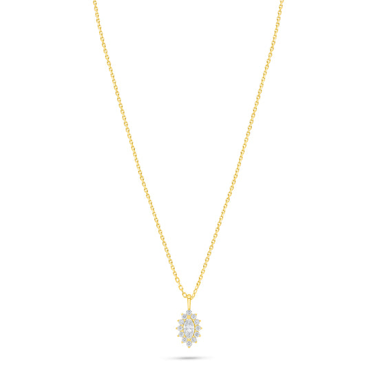 Sterling Silver 925 Necklace Golden Plated Embedded With White Zircon