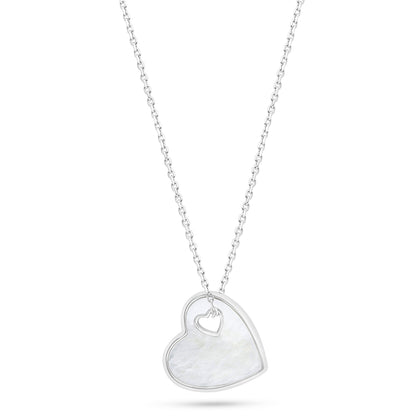 Sterling Silver 925 Necklace Rhodium Plated Embedded With White Shell