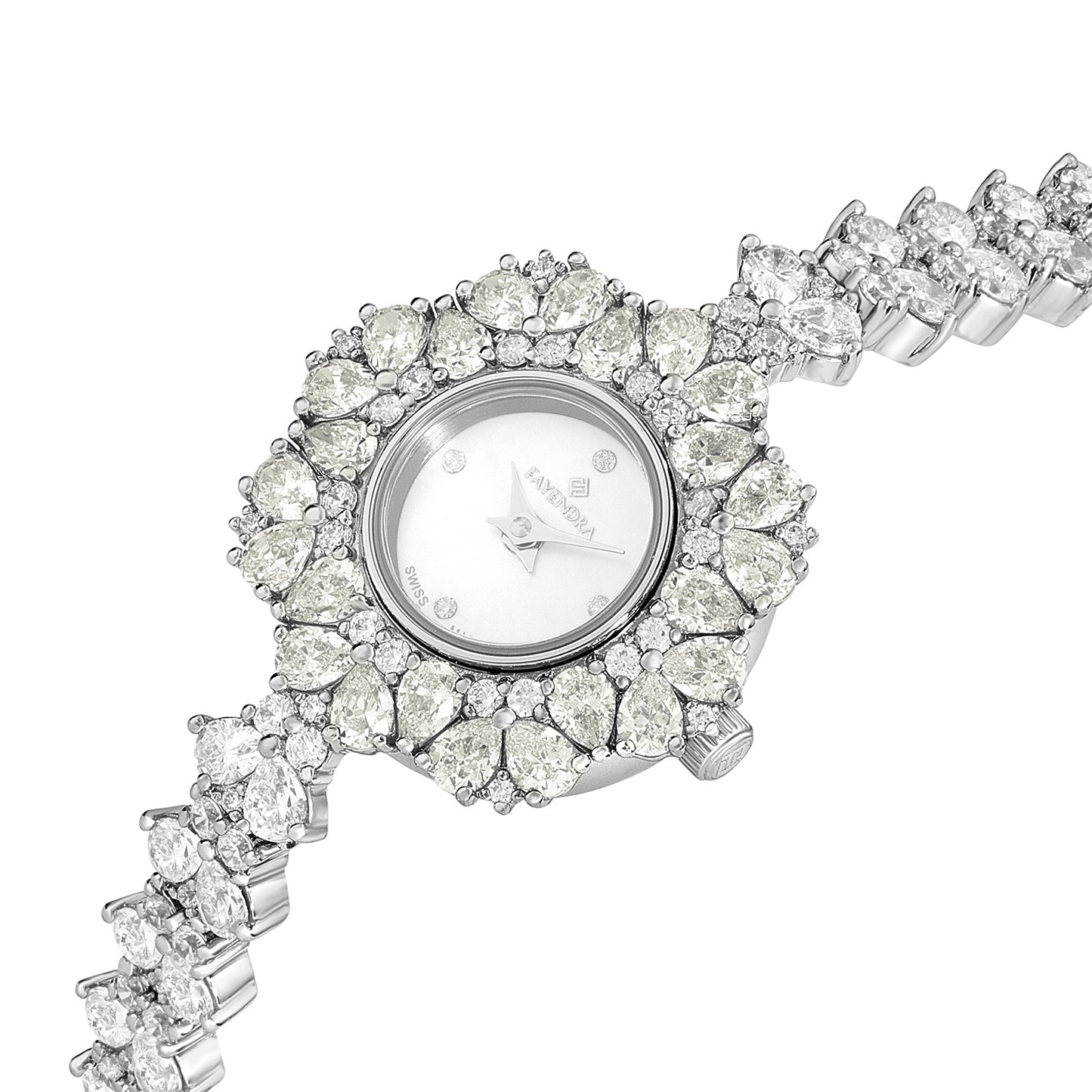 Stainless Steel 316L Watch Silver Color Embedded With Diamond Zircon And White Zircon - WHITE MOP DIAL