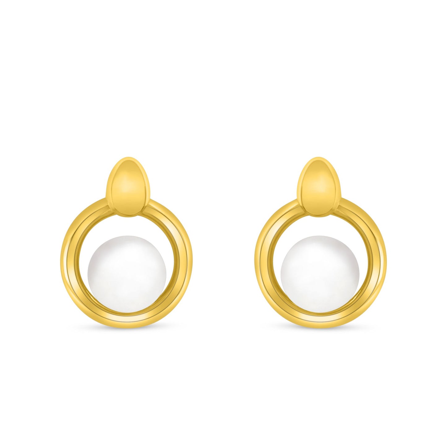 Sterling Silver 925 Earring Golden Plated Embedded With Natural White Pearl