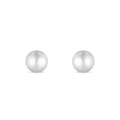 Sterling Silver 925 Earring Rhodium Plated Embedded With Natural White Pearl
