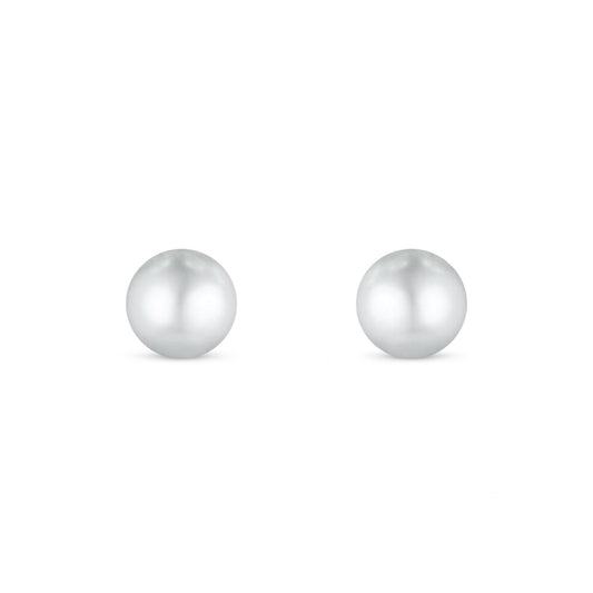 Sterling Silver 925 Earring Rhodium Plated Embedded With Natural White Pearl