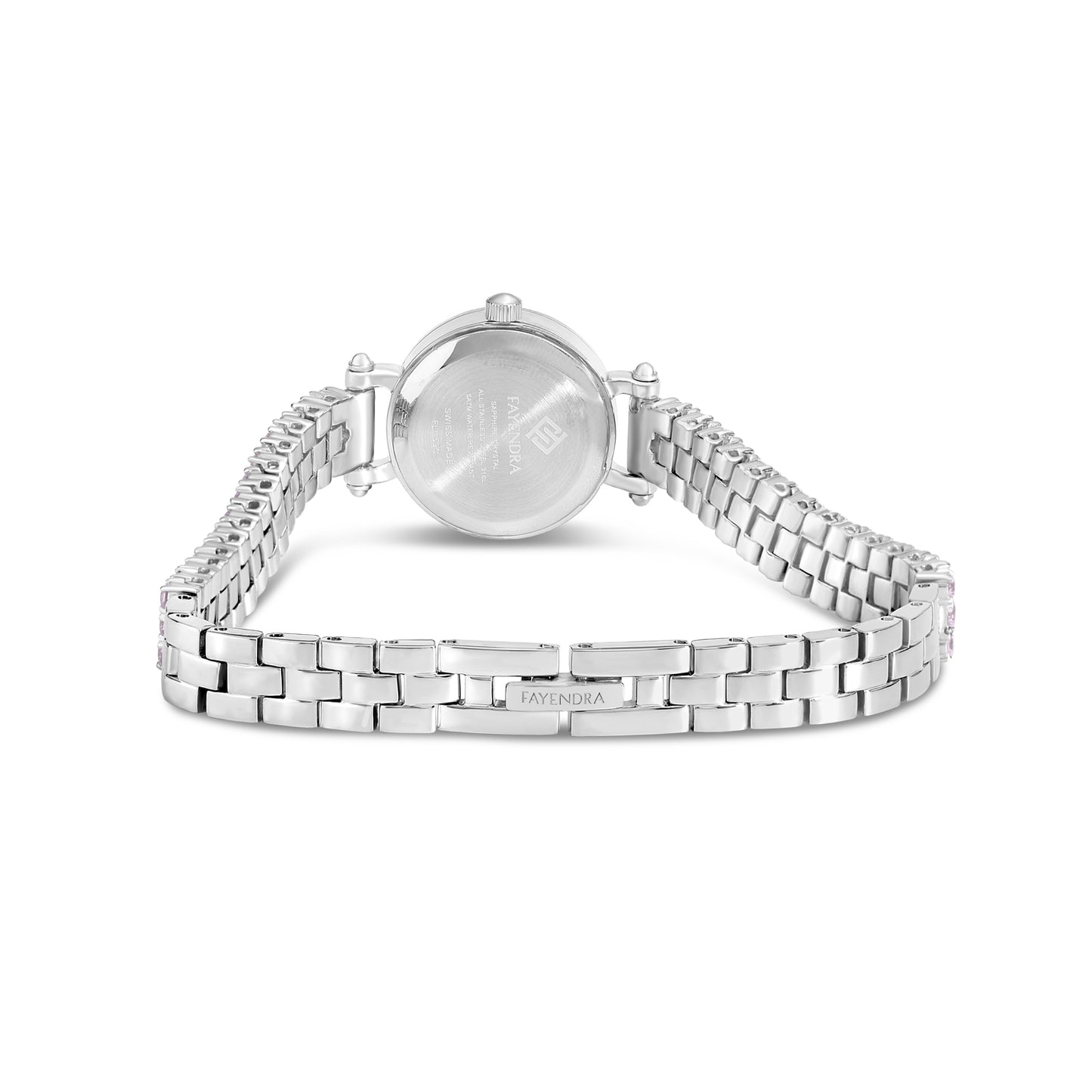 Stainless Steel 316L Watch Silver Color Embedded With White Zircon - BLUE MOP DIAL