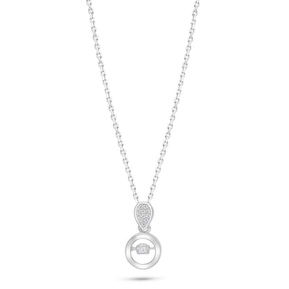 Sterling Silver 925 Necklace Rhodium Plated Embedded With White Zircon