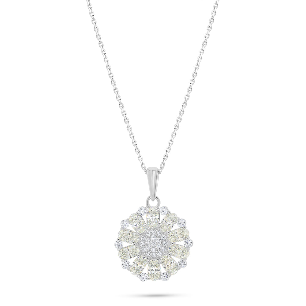 Sterling Silver 925 Necklace Rhodium Plated Embedded With Diamond Zircon And White Zircon