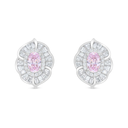 اقراط من الفضة الخالصة عيار 925 مطلية روديوم مرصعة زركون بنك و فص ابيض