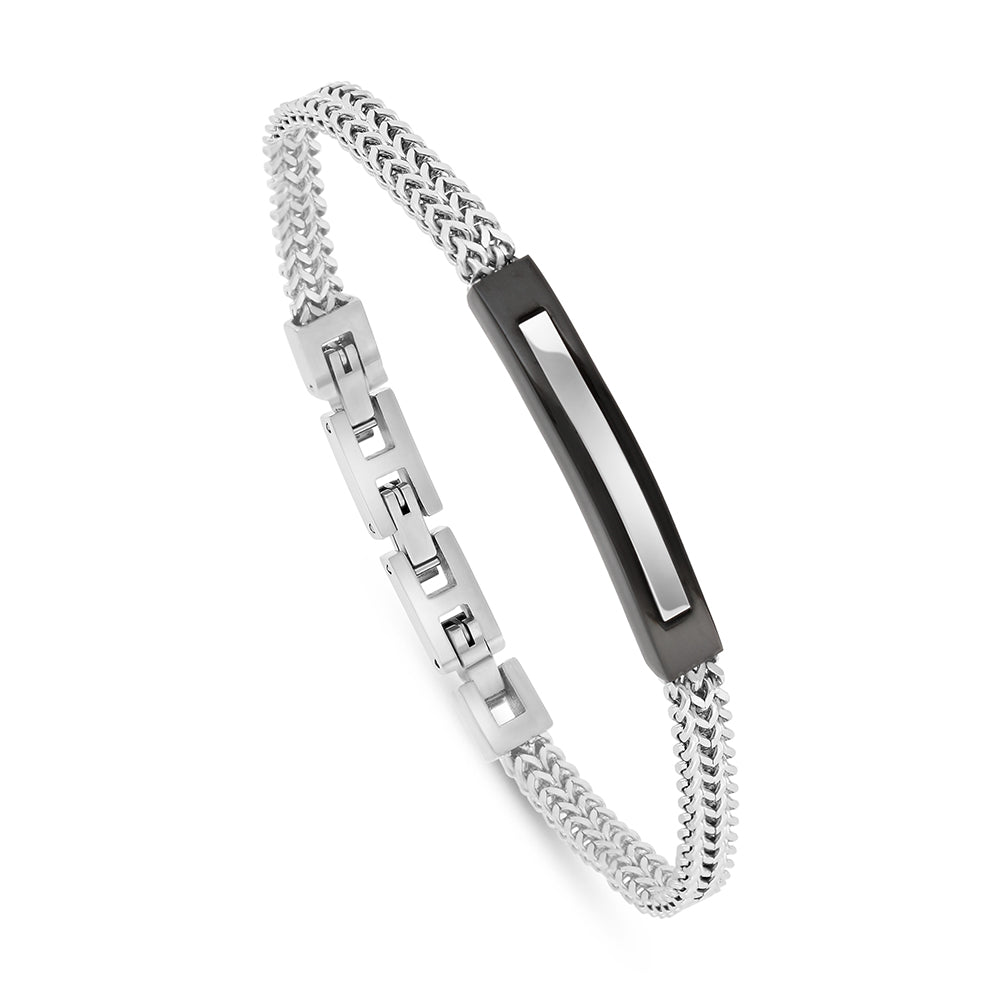 Stainless Steel 316L Bracelet, Silver And Black Color For Men