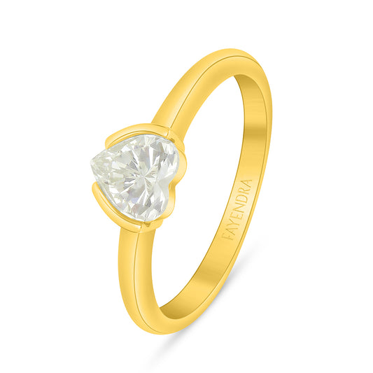 Sterling Silver 925 Ring Golden Plated Embedded With Diamond Zircon