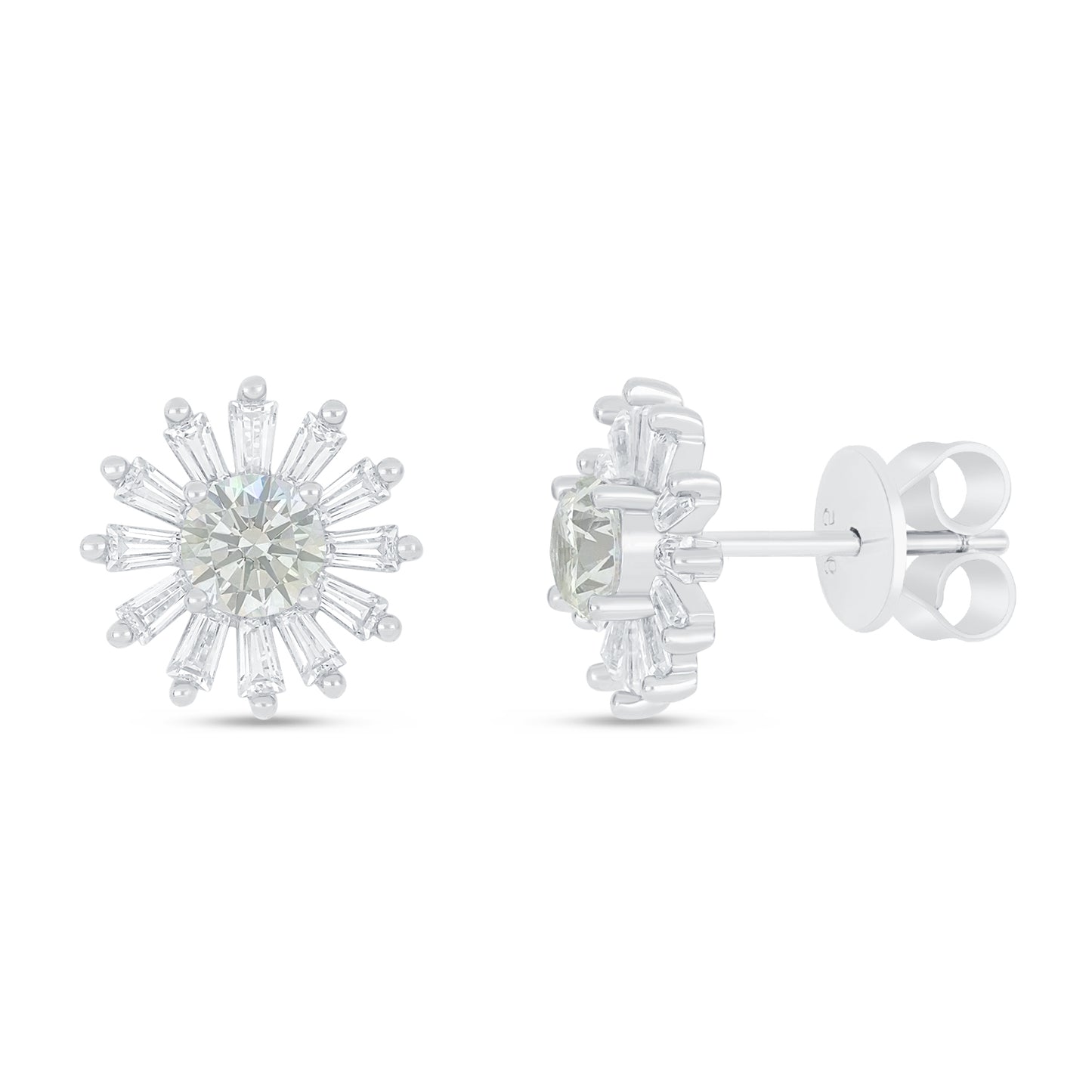 Sterling Silver 925 Earring Rhodium Plated Embedded With Diamond Zircon And White Zircon