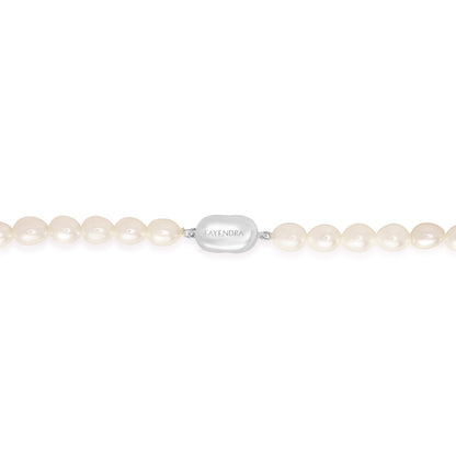 Necklace Of Natural White Pearl Olive Beads 6*7 mm Round Beads With Stainless Steel 316L