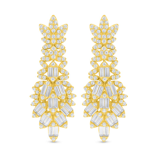Sterling Silver 925 Earring Golden Plated Embedded With White Zircon