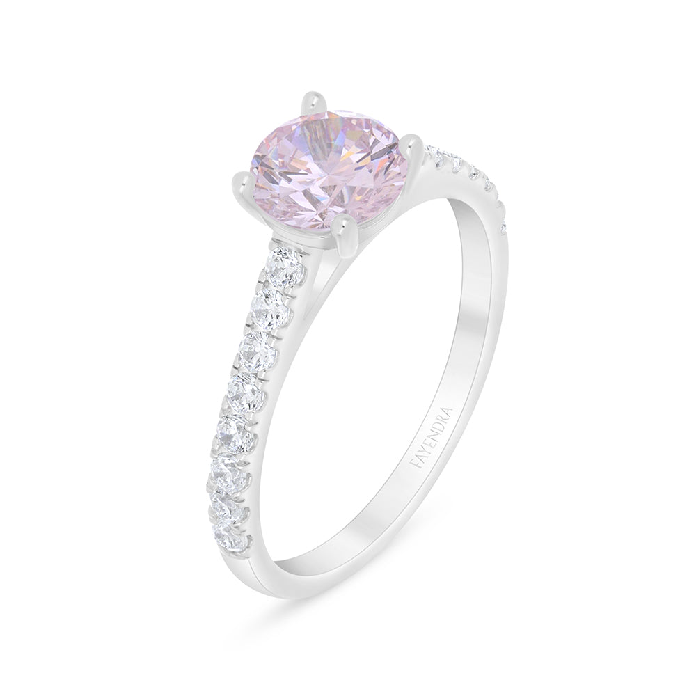 خاتم من الفضة الخالصة عيار 925 مطلي روديوم مرصع زركون بنك و فص ابيض