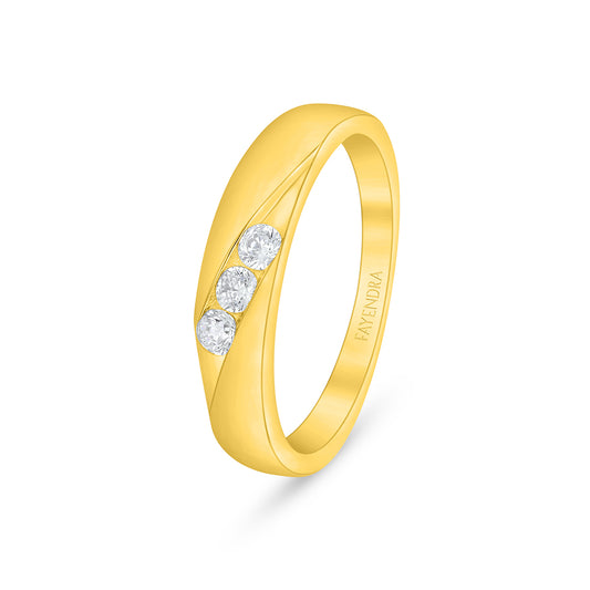 Sterling Silver 925 Ring Golden Plated Embedded With White Zircon