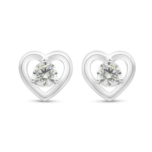 Sterling Silver 925 Earring Rhodium Plated Embedded With Yellow Zircon