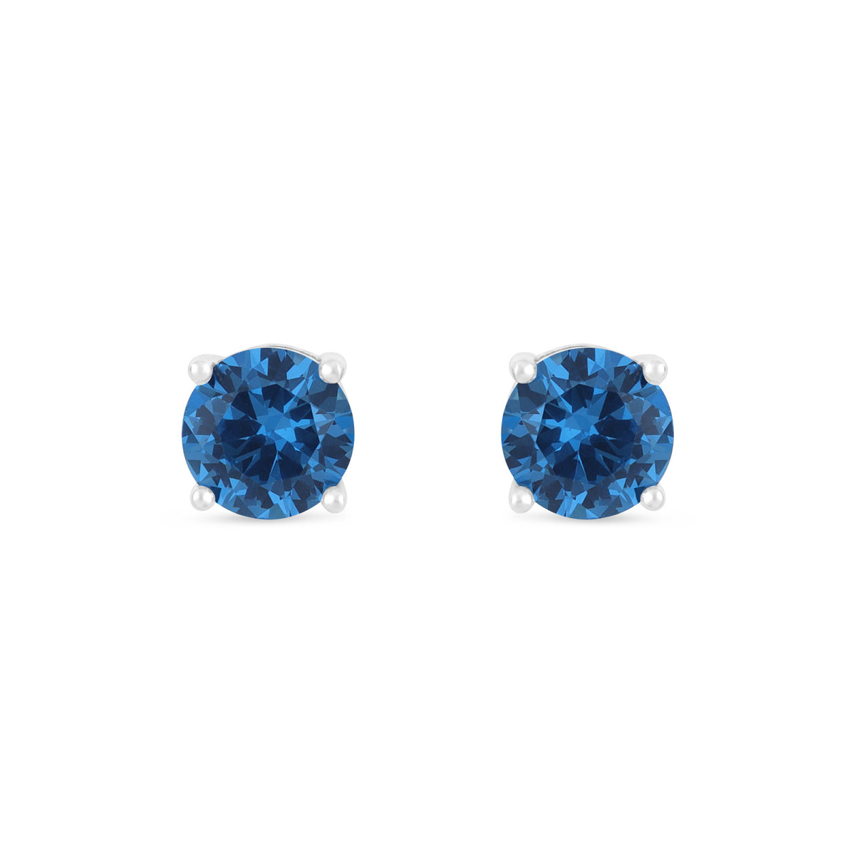 Sterling Silver 925 Earring Rhodium Plated Embedded With Blue Spinel