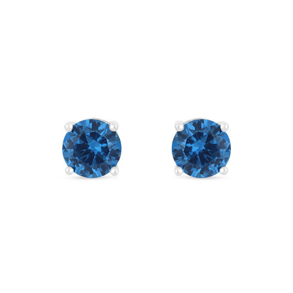Sterling Silver 925 Earring Rhodium Plated Embedded With Blue Spinel