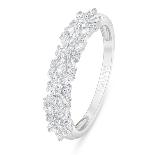 Sterling Silver 925 Ring Rhodium Plated Embedded With White Zircon