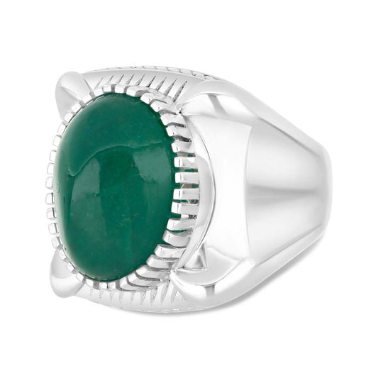 خاتم رجالي عيار 925 مطلي روديوم مرصع بحجر الزمرد الطبيعي