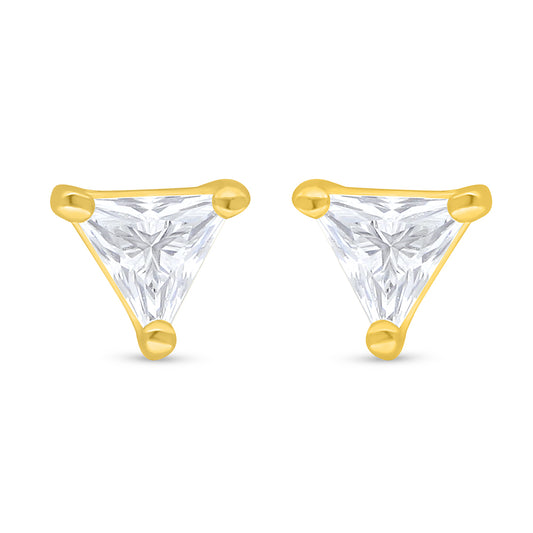 Sterling Silver 925 Earring Golden Plated Embedded With White Zircon
